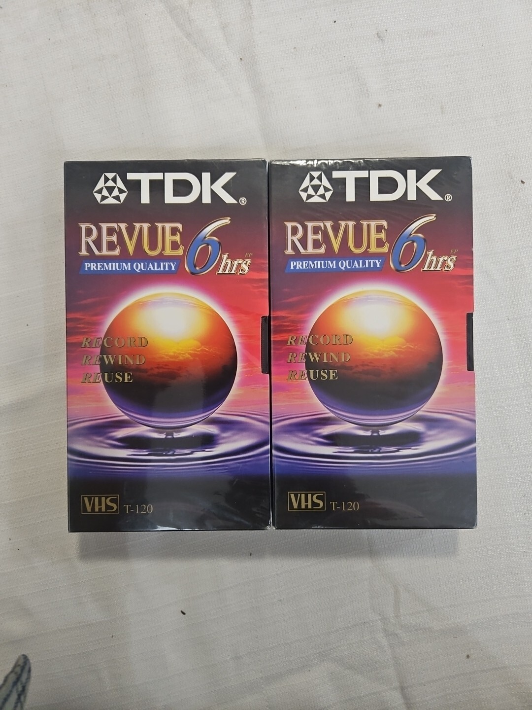 Lot of 2 TDK T-120 VHS Blank Tape - Revue - Premium Quality - SEALED - BRAND NEW
