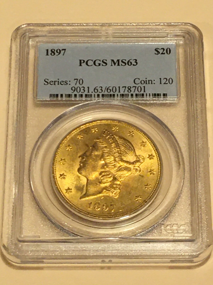 1897 MS-63 PCGS Liberty Double Eagle $20 Gold Coin classic holder