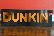 Dunkin Logo Pixel Art | 48x16 Brick Mosaic | Handmade LEGO-Compatible Sign | Cof