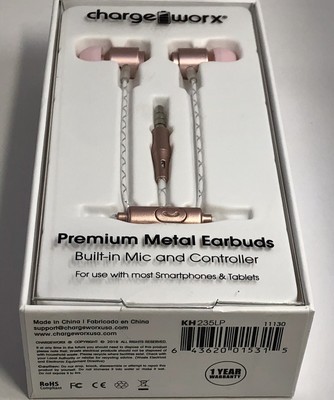 Chargeworx Premium Metal Earbuds w/Micro Controller phone/tablet