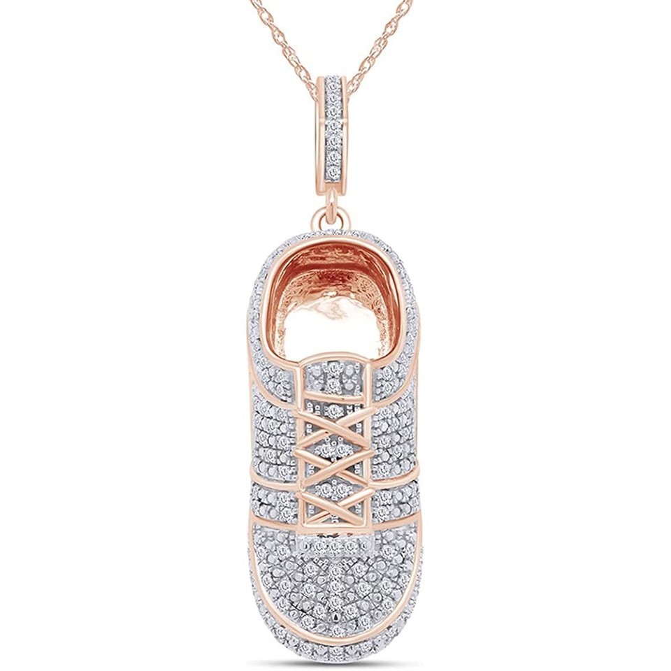 1 Ct Men's Shoe Charm Pendant Necklace Lab Grown Diamond 10k Gold 18 ...