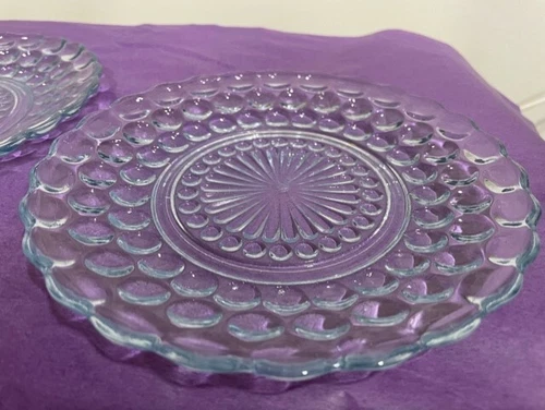 Anchor Hocking 6-3/4 "  Blue Bubble Bread & Butter Plate