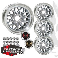 17x9 Silver Snowflake Wheels Pontiac Trans Am Firebird Wcentercaps Lug Nuts