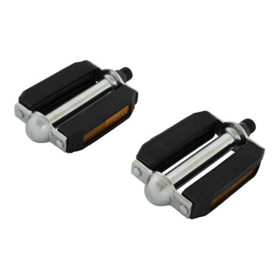 White/Chrome Vintage Bicycle Block Pedals - Fits Schwinn Stingray, Cruisers & Lowriders