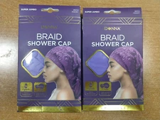 2 Pack: Donna Premium Collection Braid Shower Cap - Purple -  E2C