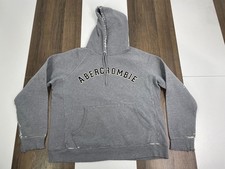 VINTAGE Abercrombie  Fitch Mens M Gray Hoodie Made in USA Sweatshirt A F Heavy