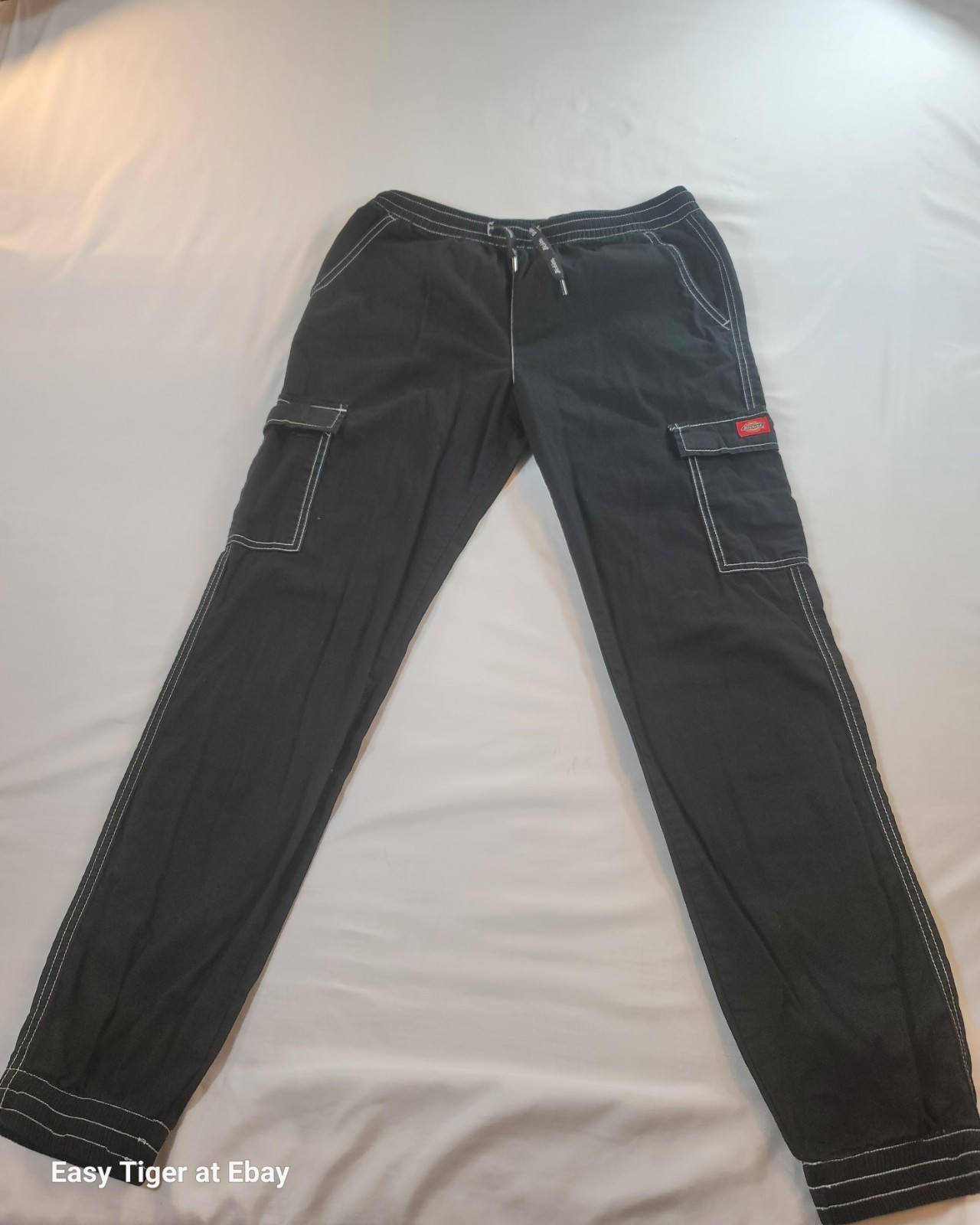 Black Cargo Jogger Drawstring Elastic Waist Cuff