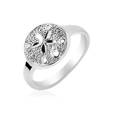 Textured Sand Dollar Ring in Sterling Silver