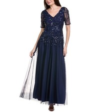 Adrianna Papell Beaded Mesh Gown Women's