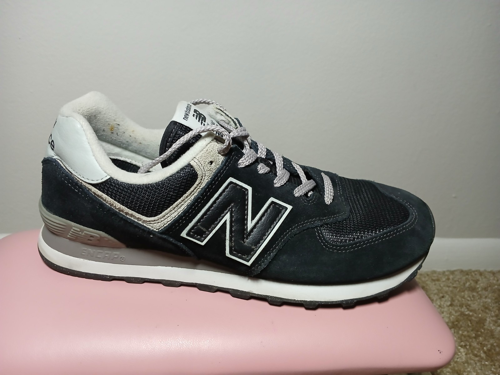 New Balance 574 Core Pack Black White Gray Lace Up Men's Sneakers ML574EVB thumbnail 3