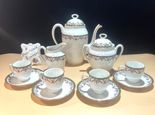 Limoges P. P. Porzellan Mokka-Service 4 Personen Art Deco