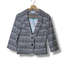 CAbi Du Jour Blazer Jacket 6 Black White Cotton Stretch Casual 298