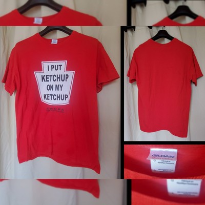 'I PUT KETCHUP ON MY KETCHUP' Red LARGE Novelty T-shirt From Aruba Pre-Owned