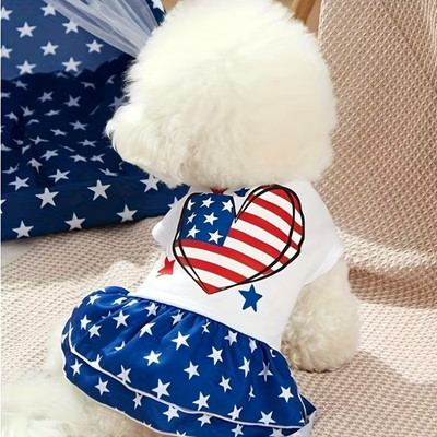 Independence Day Star Print Pet Dress, Suitable for Large Dogs, Medium Dogs, XL
