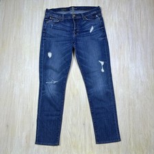 7 For All Mankind Josefina Skinny Boyfriend Distressed Button Fly Denim Jeans 28