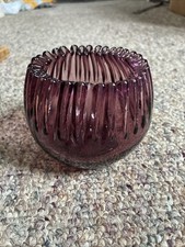 Vintage Blenko Handmade Glass 538 Crimped Rose Bowl in Amethyst Winslow Design