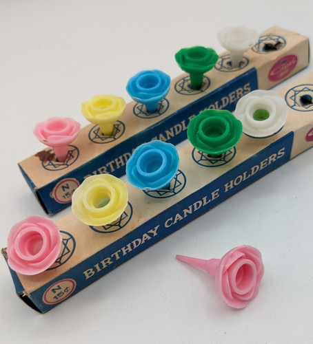 Vtg Birthday Candle Holders Capri Candle Co Hong Kong Original Box Set of 11