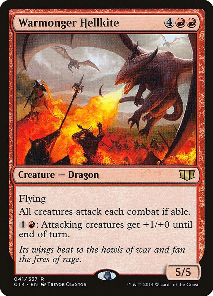 2014 Magic: The Gathering: Commander 2014 Warmonger Hellkite (#41, R, Near Mint)