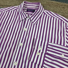 Ralph Lauren Purple Label Purple White Striped Dress Shirt Italy Large