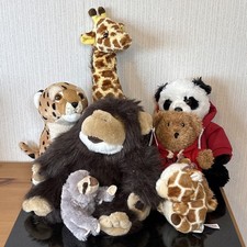 Plush Zoo Animal Lot 7 Sloth Chimpanzee Bears Giraffe Cheetah Wild Republic Toys