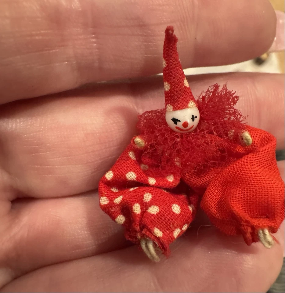 绝版老式工匠可爱小型可固定小丑娃娃屋微型1:12 — 第 2/4 张图片