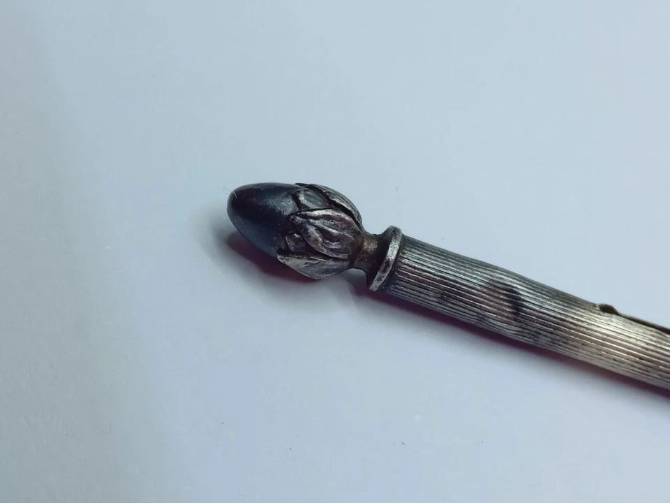 Старинная 1920 складная серебряная игла 835 для очистки курительной трубки Германия хорошее состояние - Изображение 4 из 4