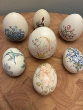 Vintage Hand Painted Eggs Bisque Porcelain Ceramic Beautiful One Signed Easter 