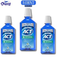 ACT Restoring Anticavity Fluoride Mouthwash, Cool Mint, 33.8 fl PACK OF 3 NEW
