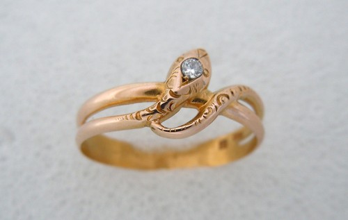 333 Schlangen Diamant Ring , Jugendstil / Art Déco , 8 k , Gr 56 Antik + Etui - Bild 5 von 7