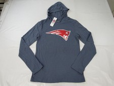 New England Patriots Mens Sizes S-M-XL Gray Blue Hoodie Shirt w/ Distress Print
