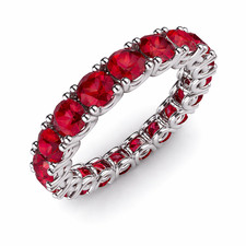 Sterling Silver 925 Ruby Brilliant-Cut Round 4.00mm Eternity Band Ring