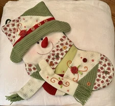 A Little Shabby Chic Snowman Scarf  Christmas Stocking Felt Colorful 16”Roses