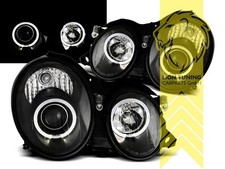 LED Angel Eyes Scheinwerfer f&uuml;r Mercedes Benz CLK C208 Coupe A208 Cabrio schwarz