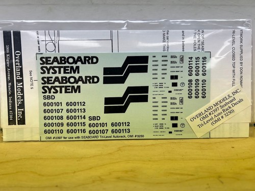 Calcomanías HO Overland Models - OMI #2397 para Seaboard System Tri Level Autorack | Zustand: New
