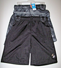 THE PLACE Boy's S 5/6 2 Pr Shorts Athletic Quick Dry Moisture Wicking Black Gray