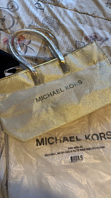 Michael Kors Gold Tote Bag REF 459/32 Large Metallic NEW