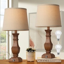 Dimmable Table Lamps Set of 2, Rustic Farmhouse Table Lamps for Living Room B...