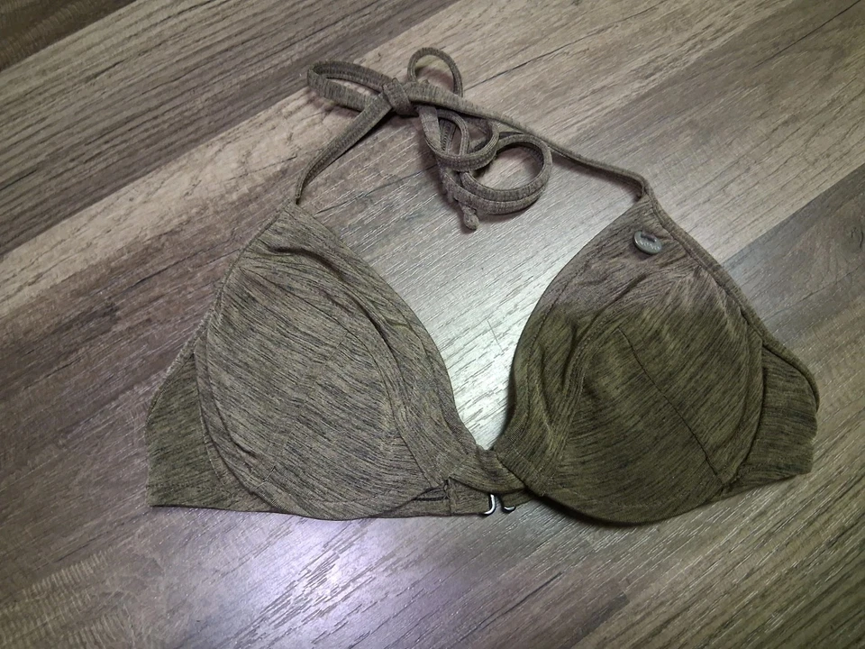 XOXO Swim Brown Heathered Bikini Small Womens Bathing Suit High Waist Cut Sexy - Image 3 of 4