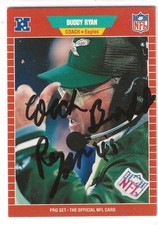 BUDDY RYAN JSA AUTH SIGNED 1989 PRO SET CARD AUTOGRAPH PHILADELPHIA EAGLES