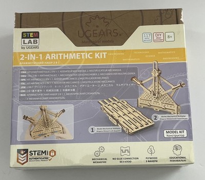 UGEARS 117pcs STEM LAB ARITHMETIC KIT -Mechanical Wooden Model SET-3D DIY Puzzle