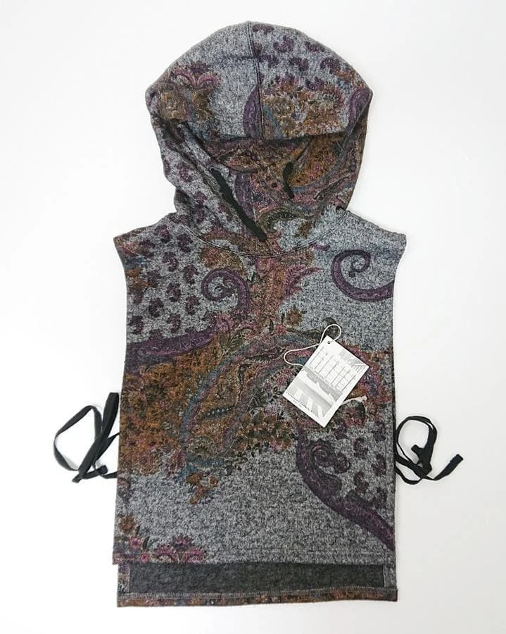 Engineered Garments Hooded Wool Vest Liner Charcoal Gray Paisley FREE Size F/S - Image 2 of 4