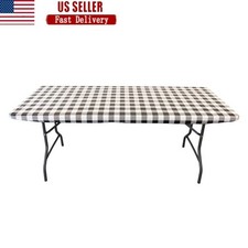 Elastic Fitted Vinyl Table Cover Rectangular Waterproof Tablecloth Events New