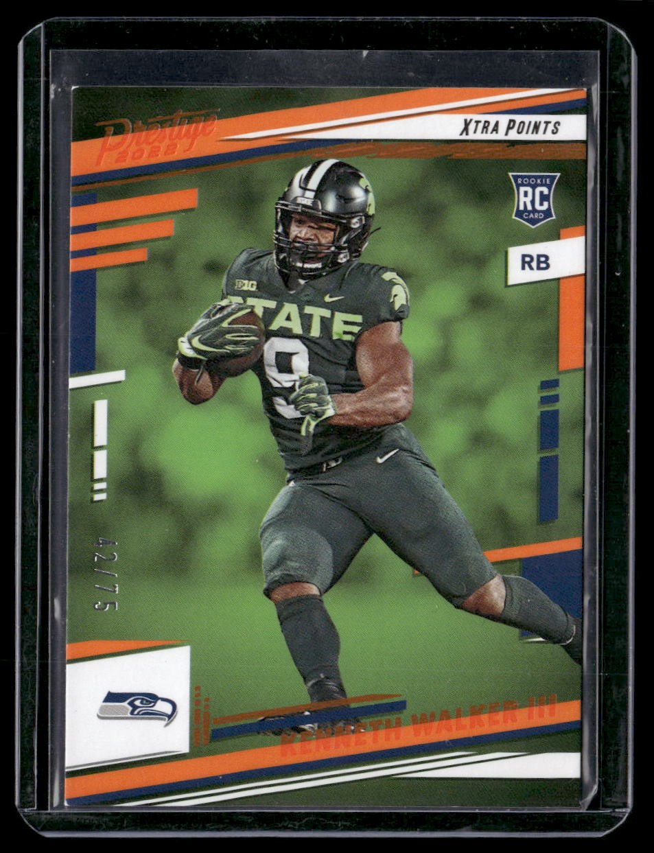 2022 Panini Prestige #314 Kenneth Walker III Xtra Points Rookie Orange #/75 MVP