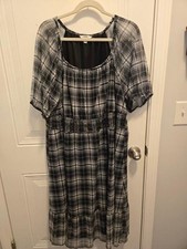 Women's Terra & Sky Short SleeveLined  DRESS - Size 3X Black & White Print
