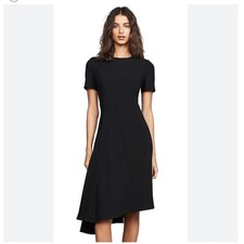 Black Halo Olcay Dress Asymmetrical Hem Short Sleeve Little Black Dress Size 6