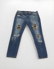 Judy Blue Jeans Womens 2XL Blue Distressed Cheetah Patch Skinny Fit Stretch