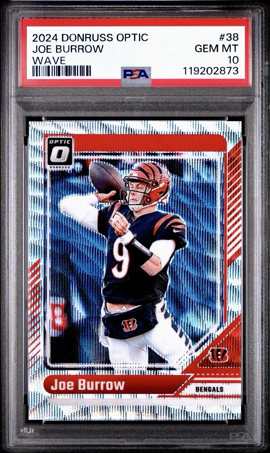 2024 Panini Donruss Optic Joe Burrow #38 Wave Prizm /300 PSA 10 - Bengals