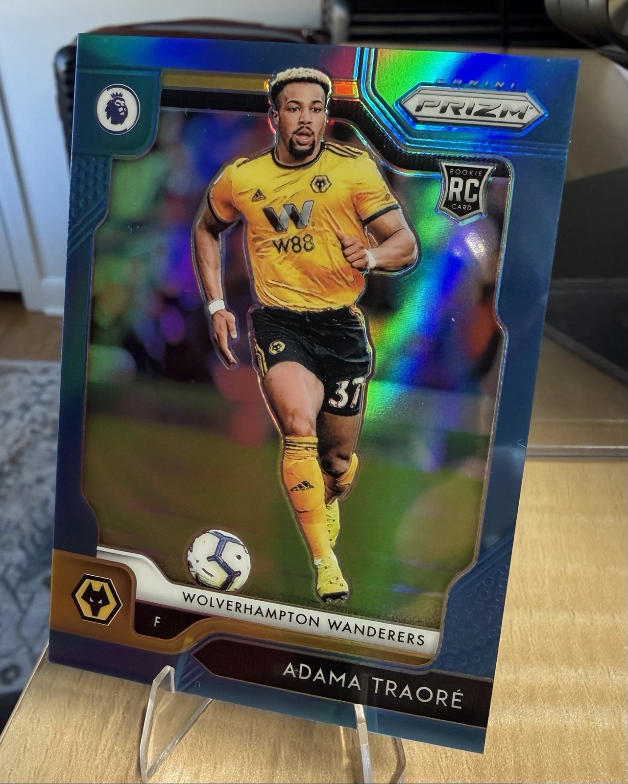 2019-20 Panini Prizm Premier League Adama Traoré #179 Blue /199 Rookie Wolves