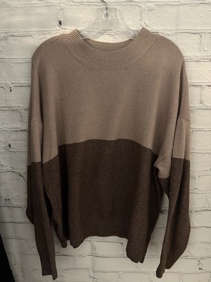 Unknown Brown/Beige Color Block Sweater Oversized Poly/Spandex EUC Women's XXL