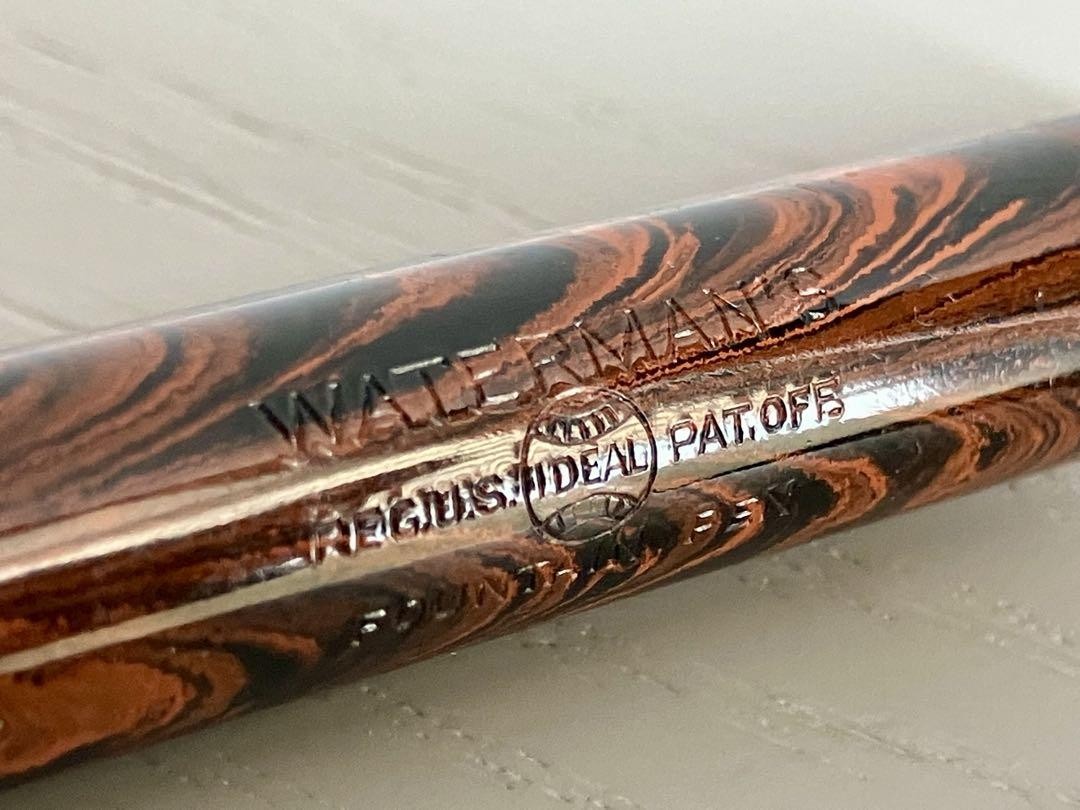 Waterman Ideal Red Rippleウォーターマン 万年筆 52 Waterman 52 Red Ripple Fountain Pen w Later Sterling Overlay